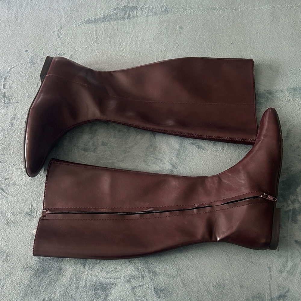 Women's Tall Faux Leather Boots in Burgundy